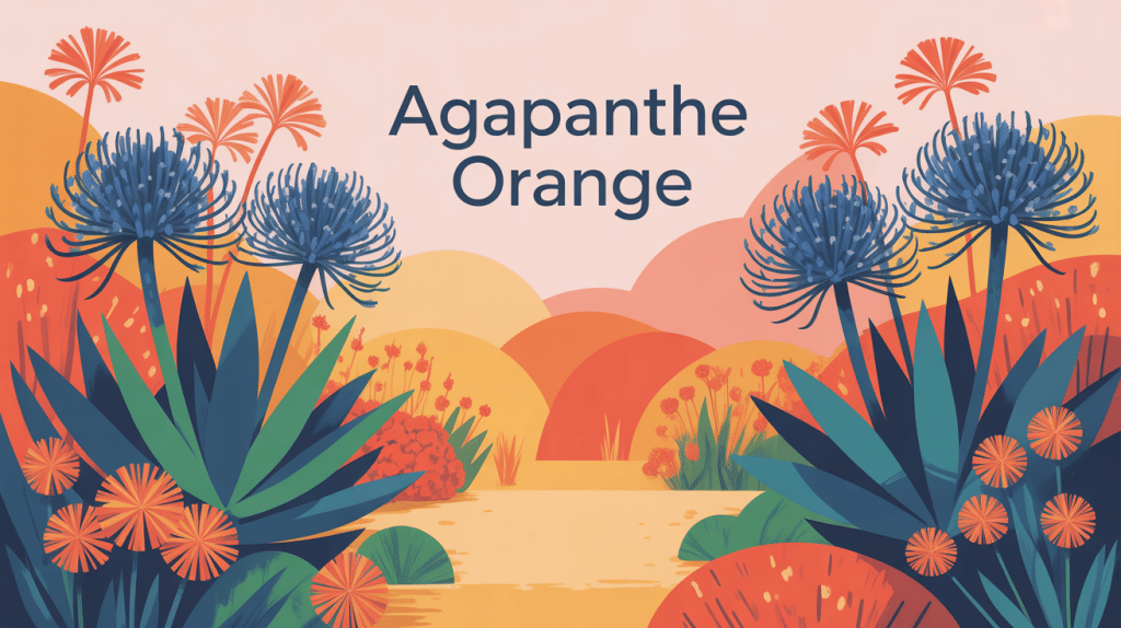 illustration agapanthe orange jardin lumineux avec fleurs orange