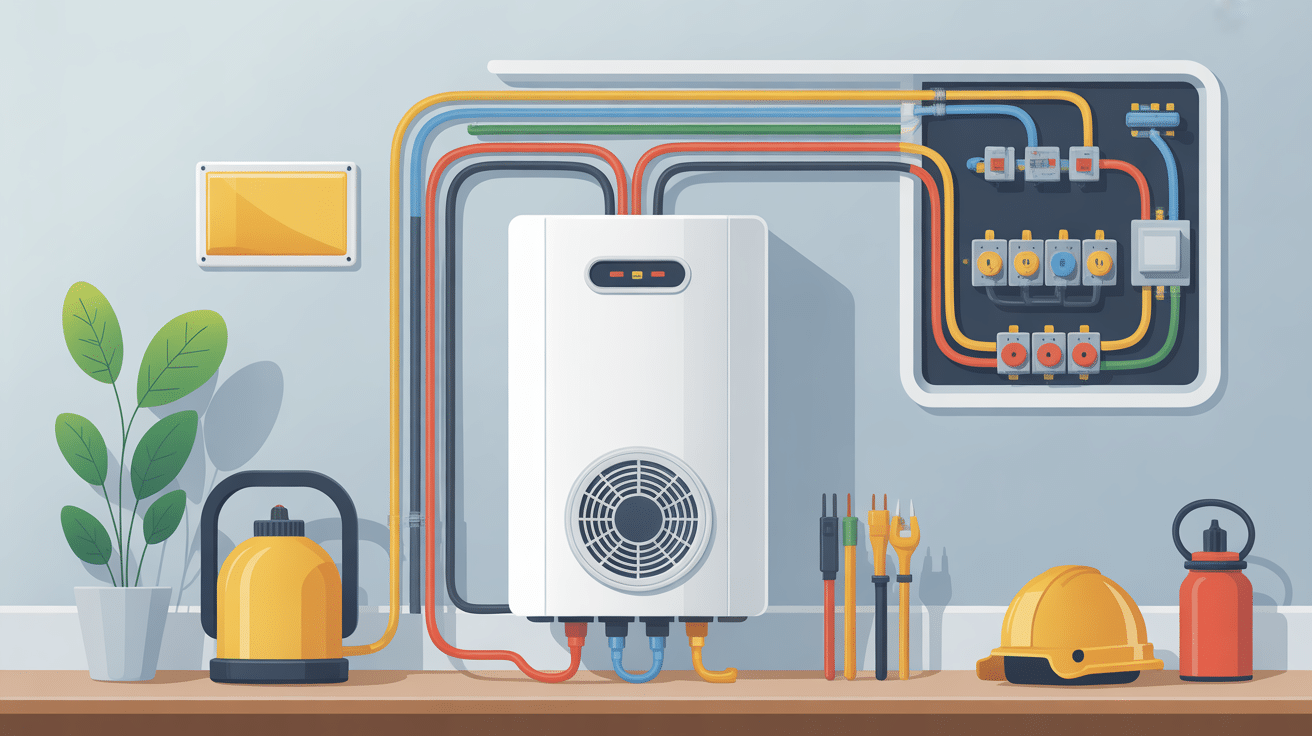 Illustration branchement chauffe eau triphasé et sécurité
