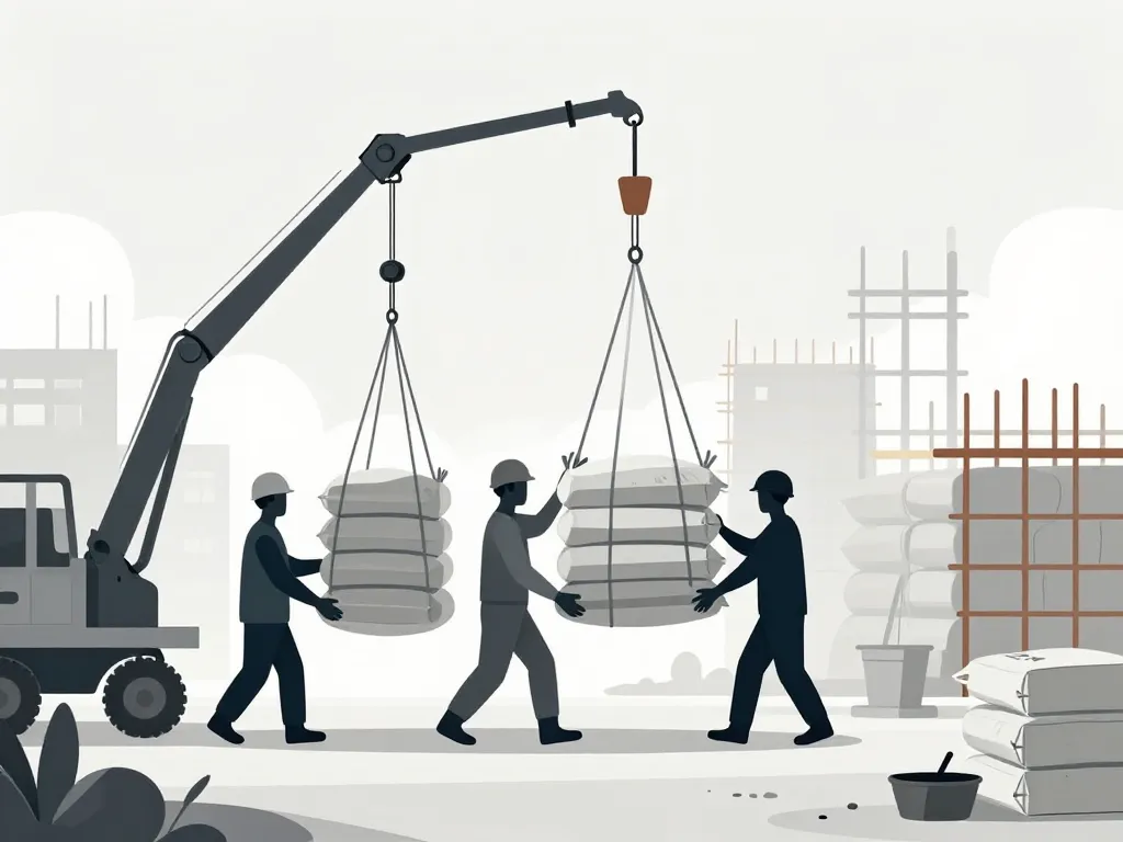 Manutention sécurisée big bag mélange pour 1m3 de béton chantier