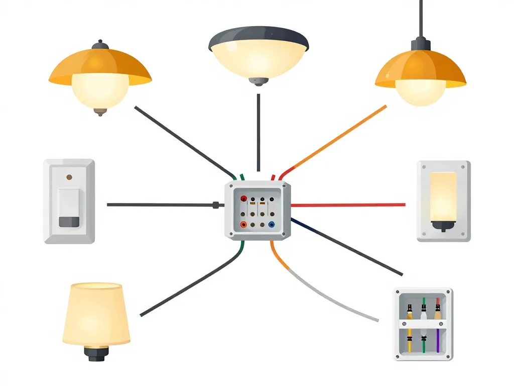 schéma étapes comment brancher plusieurs lampes sur une seule arrivée électrique