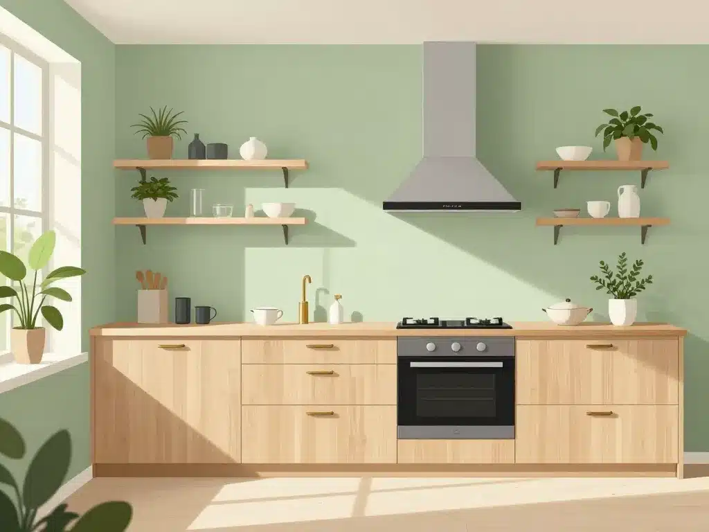 couleur mur cuisine tendance 2024 vert sauge bois naturel