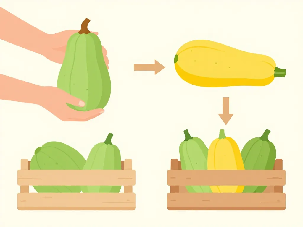 sélection et conservation courge verte et jaune