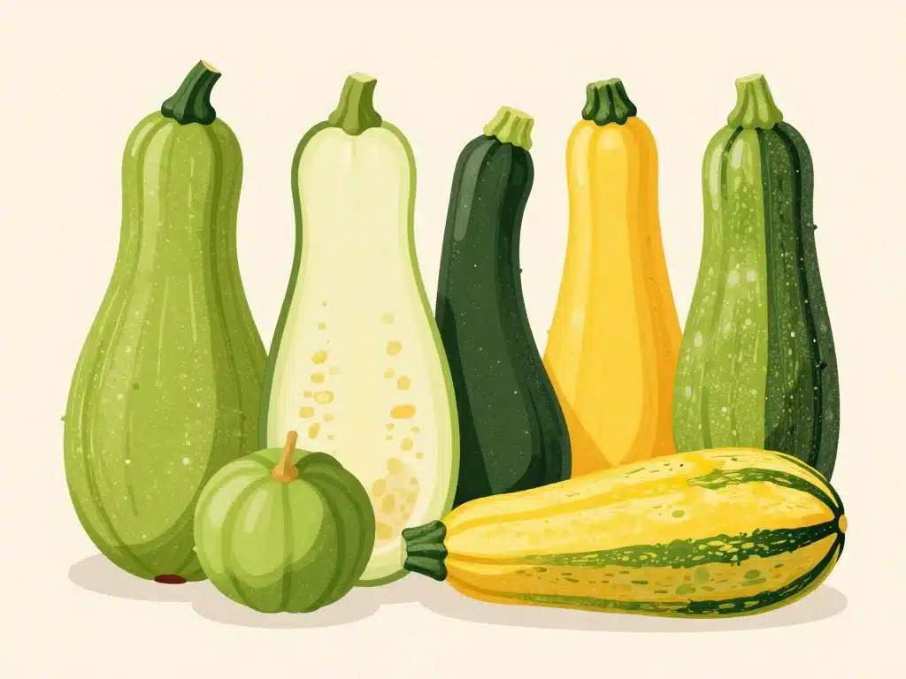 types courge verte et jaune bicolore