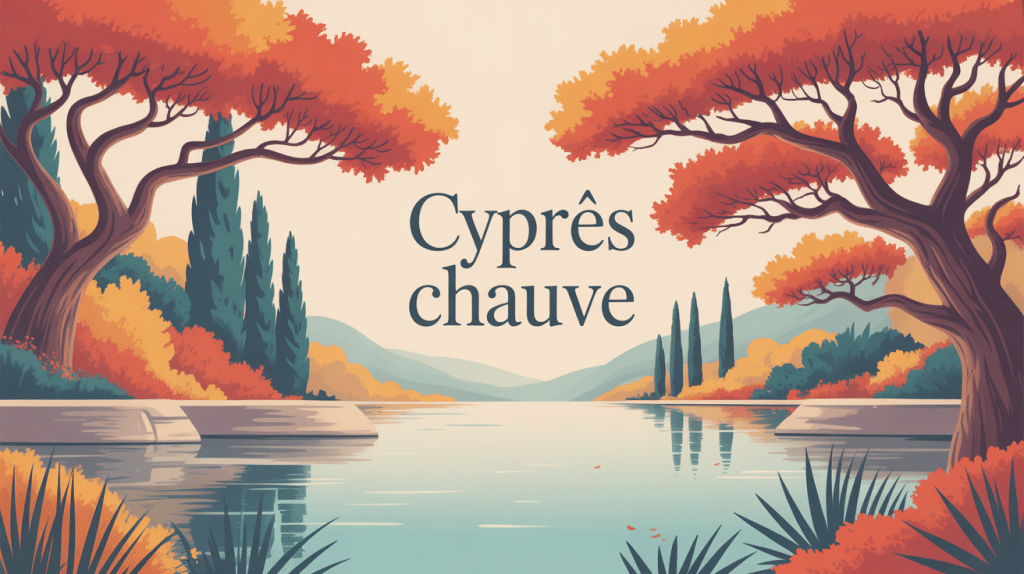 cyprès chauve majestueux avec racines aériennes et feuillage automnal