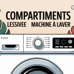 Dans quel compartiment mettre la lessive schéma tiroir avec fleur