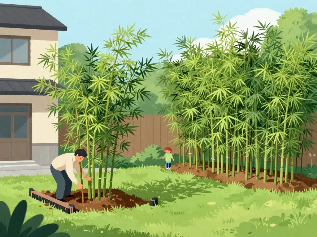 degat bambou maison barriere anti rhizome plantation