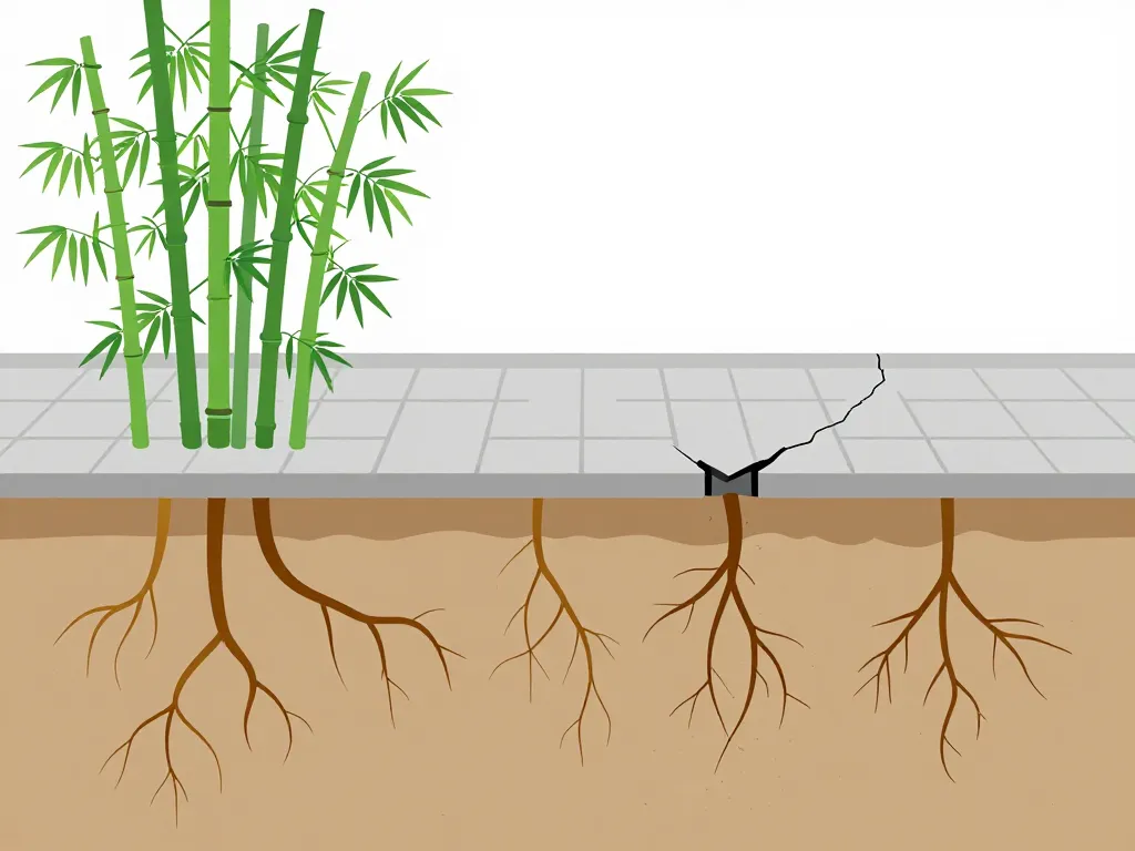 degat bambou maison racine dalle fissure