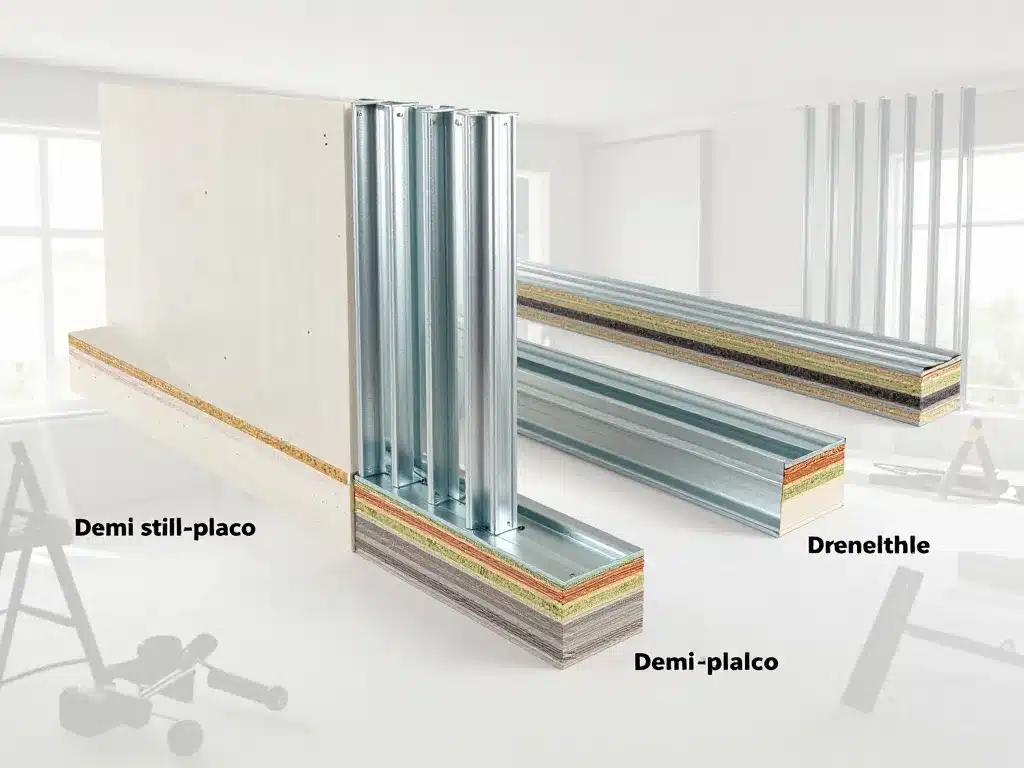 schéma comparaison demi stil placo et montants standards