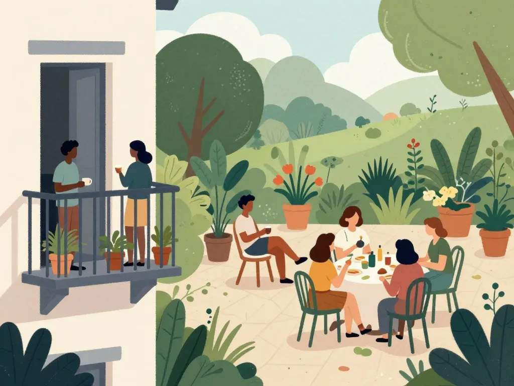 différence entre balcon et terrasse scène vie quotidienne