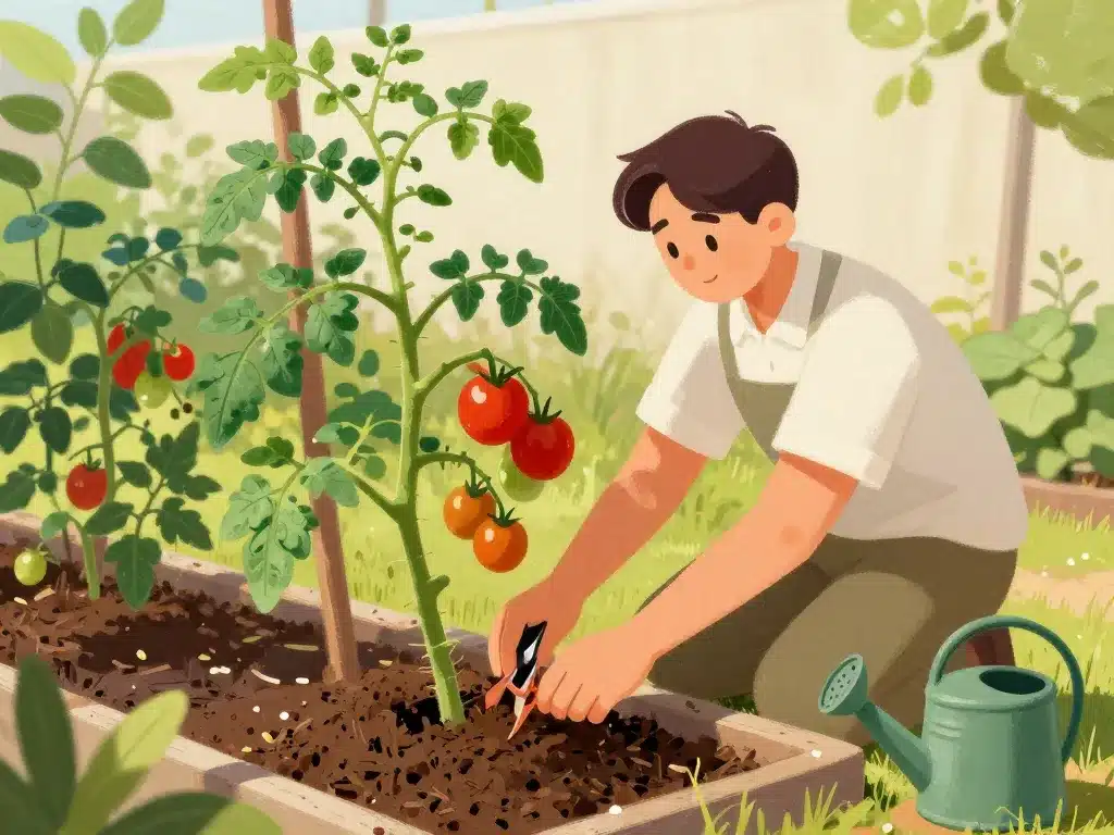 prolonger la durée de vie d'un plant de tomate cerise avec entretien et récolte