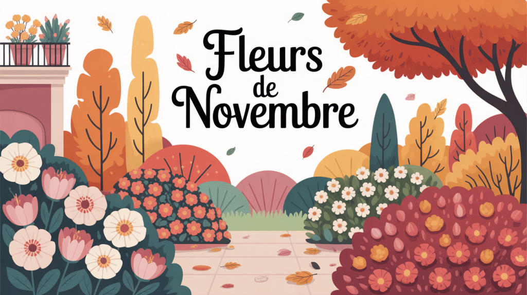 Fleurs en novembre dans un jardin lumineux et coloré