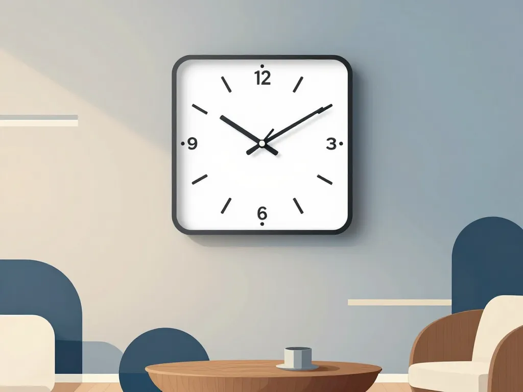 horloge rectangulaire et design intérieur moderne