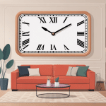 horloge rectangulaire mise en valeur dans décoration contemporaine