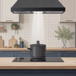 hotte aspirante sur plan de travail intégrée cuisine moderne