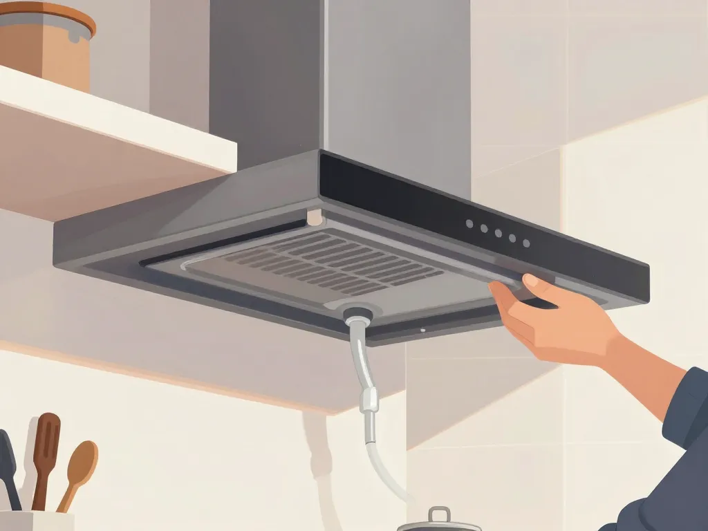 installation hotte aspirante sur plan de travail évacuation