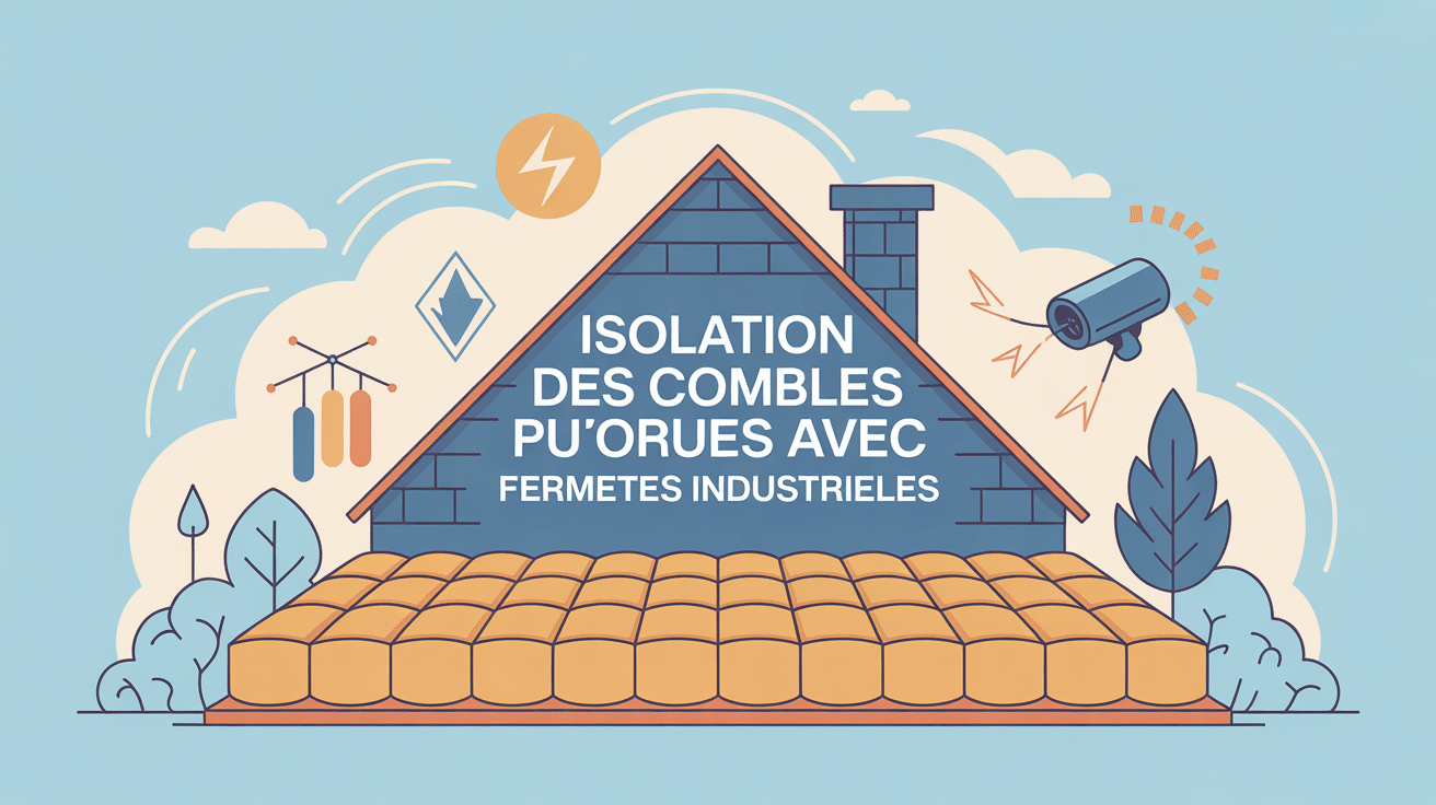 isolation combles perdues fermettes industrielle, coupe du toit, isolant et économies d'énergie