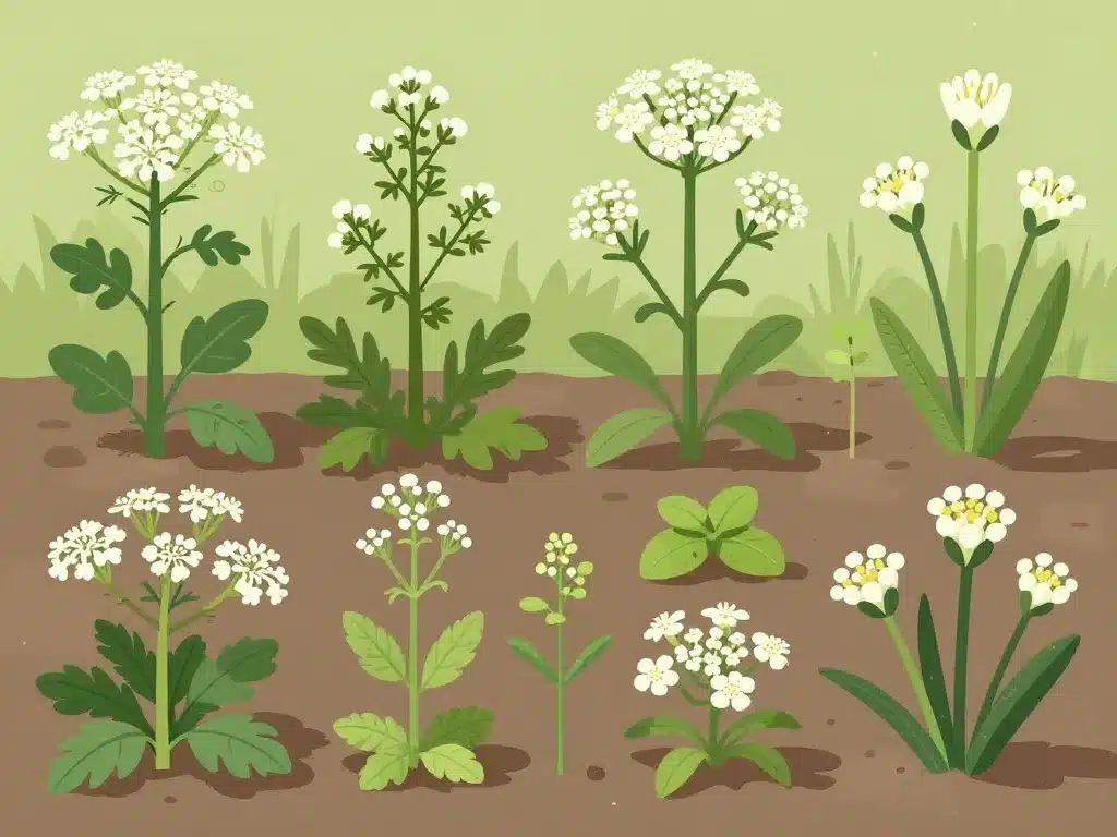 divers mauvais herbe fleur blanche plantes jardin