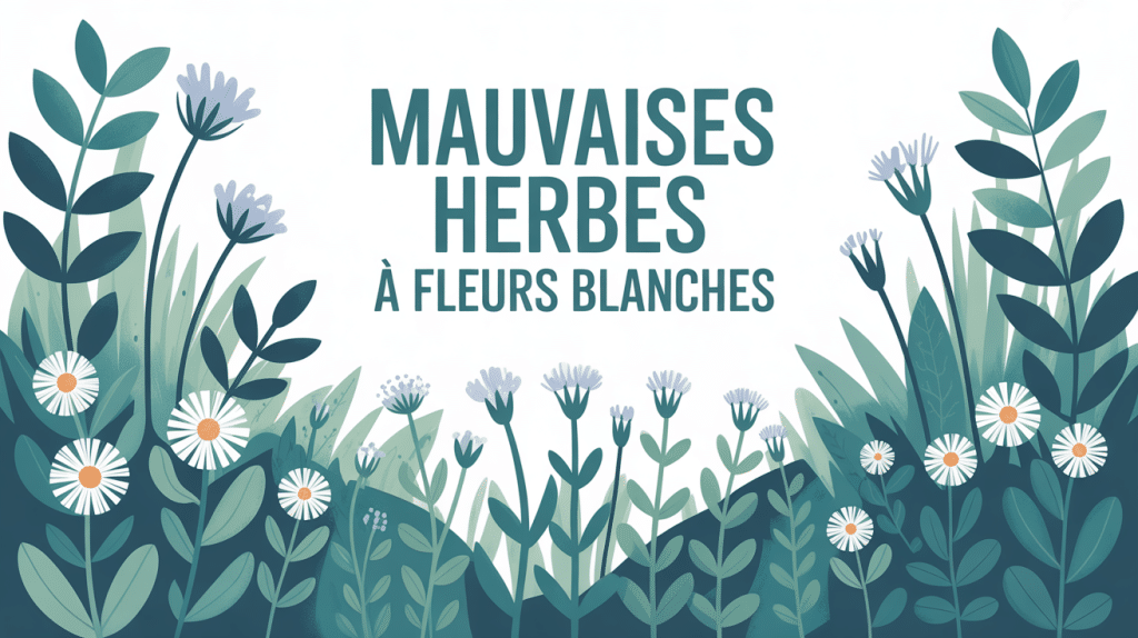 illustration mauvais herbe fleur blanche jardin