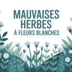 illustration mauvais herbe fleur blanche jardin