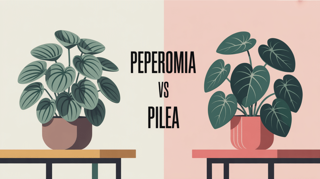 illustration peperomia vs pilea salon lumineux déco