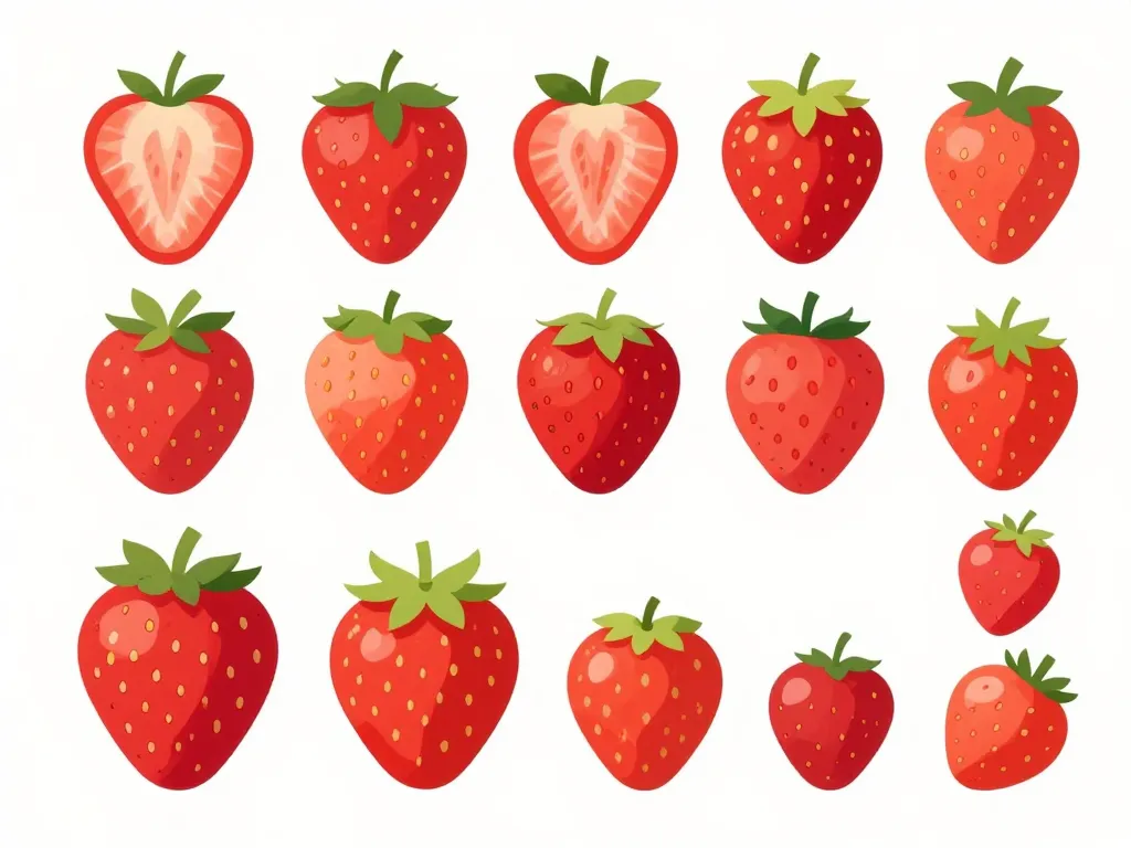 Variétés et tailles illustrant le poids d'une fraise