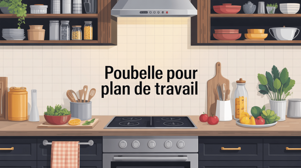 poubelle pour plan de travail encastrée dans cuisine moderne ordonnée