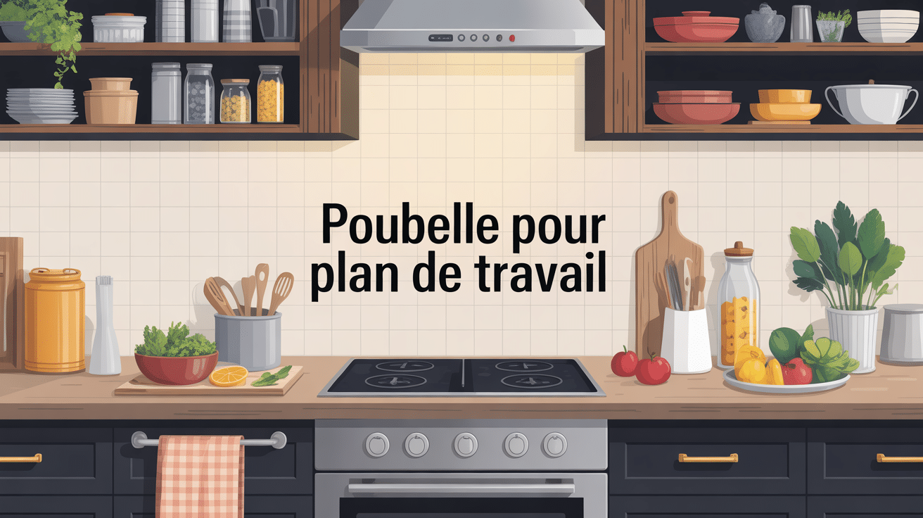 poubelle pour plan de travail encastrée dans cuisine moderne ordonnée