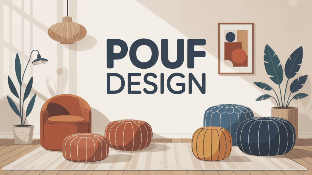 pouf design salon moderne cosy illustration