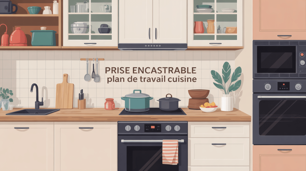 prise encastrable plan de travail cuisine moderne et sécurisée