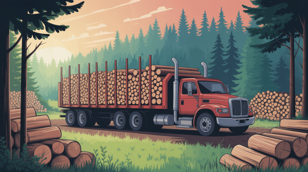 illustration semi remorque de bois de chauffage en 2m