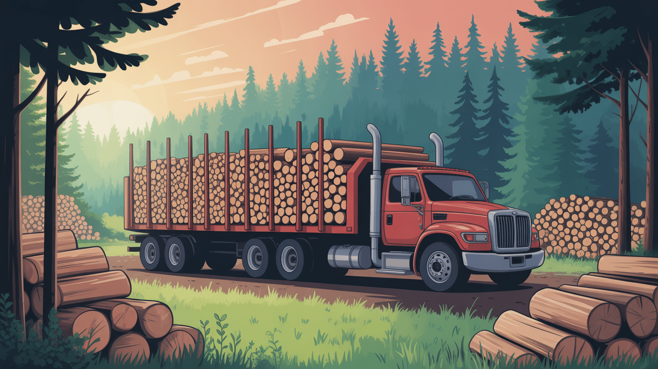 illustration semi remorque de bois de chauffage en 2m