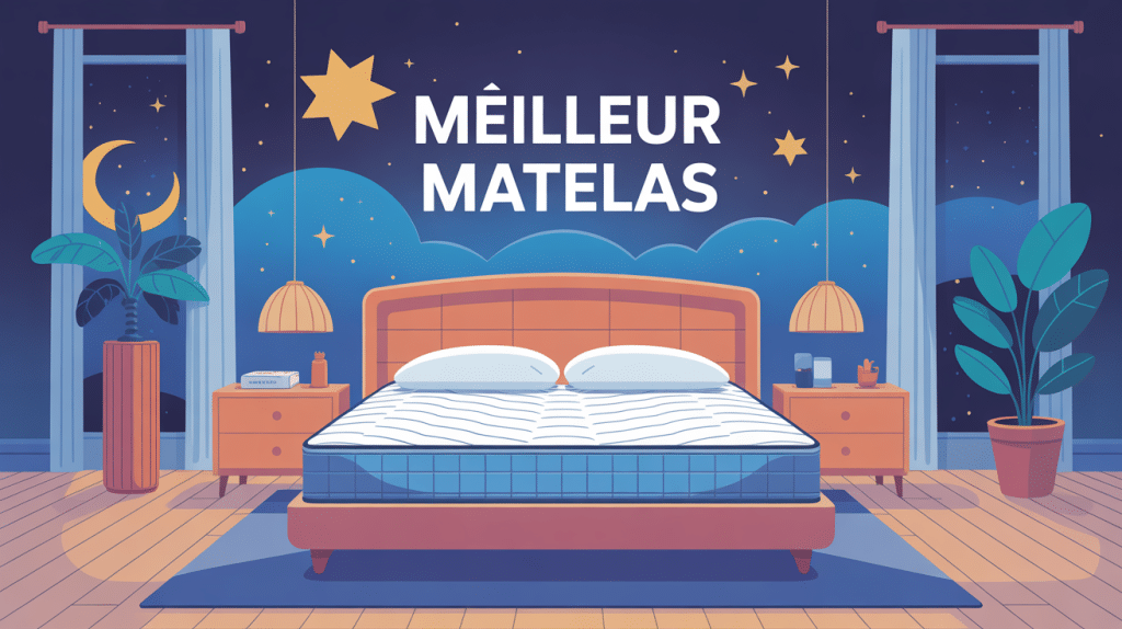 illustration moderne quel est le meilleur matelas chambre ambiance bleue