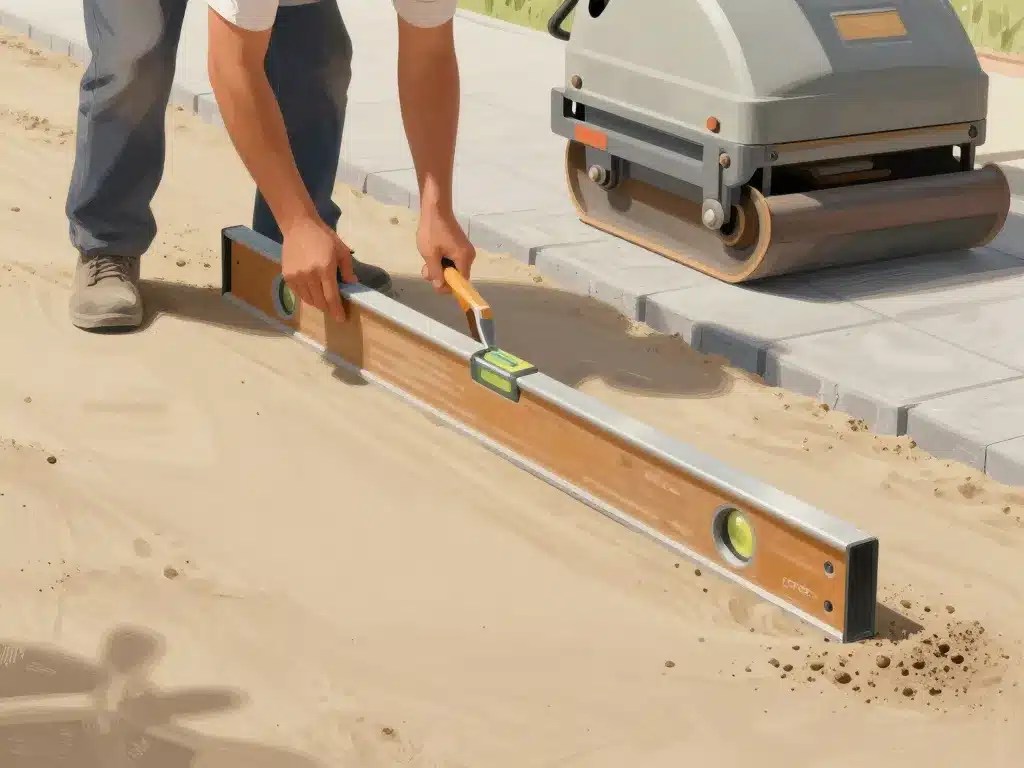 illustration nivellement sable chantier quelle epaisseur de sable pour poser des pavés
