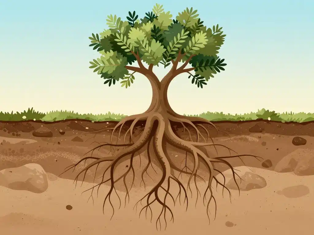 racine d olivier système souterrain concept