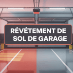 Revêtement pour sol garage moderne avec résine époxy, dalles PVC, béton et peinture