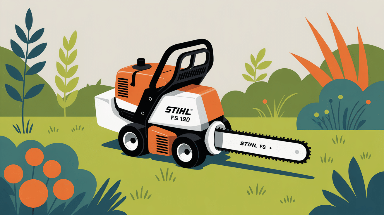 Stihl FS 120 en action dans un jardin