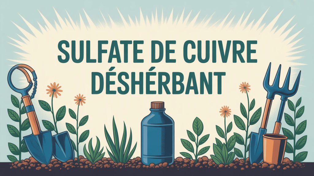 illustration sulfate de cuivre desherbant jardin