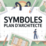 illustration symbole plan architecte sur table