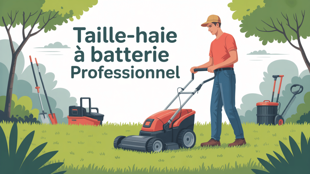 taille haie à batterie professionnel utilisé par un jardinier