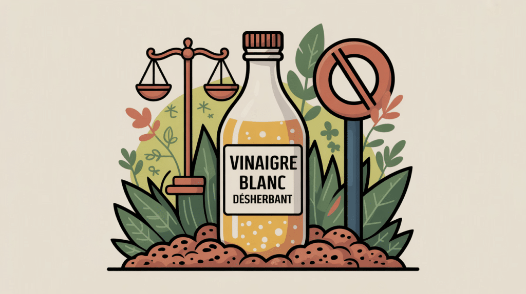Vinaigre blanc désherbant interdit illustré avec réglementation et impacts jardin