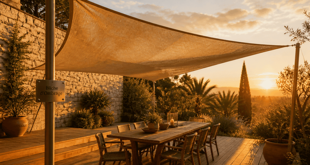 baches ombrage terrasse moderne toile micro-perforee