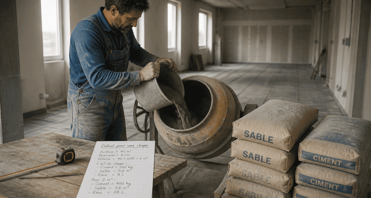 calcul pour une chape, artisan dose matériaux