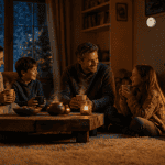 comment chauffer une pièce sans électricité famille autour poêle bois