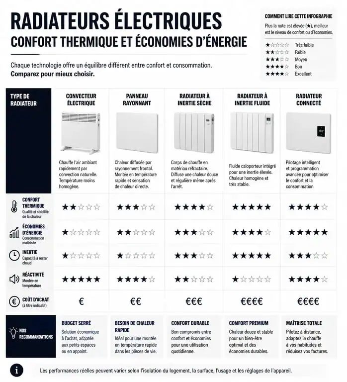 Comparatif des radiateurs électriques les plus économiques : inertie vs convecteurs