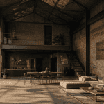 hangar aménagé en maison avec baies vitrées
