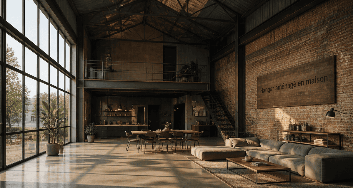hangar aménagé en maison avec baies vitrées