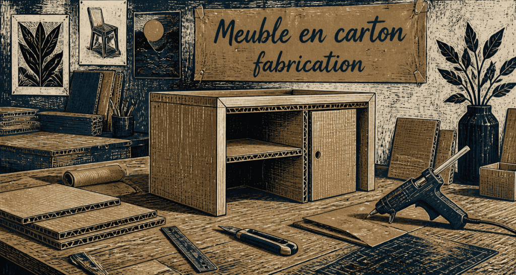 meuble en carton fabrication avec triple cannelure en atelier