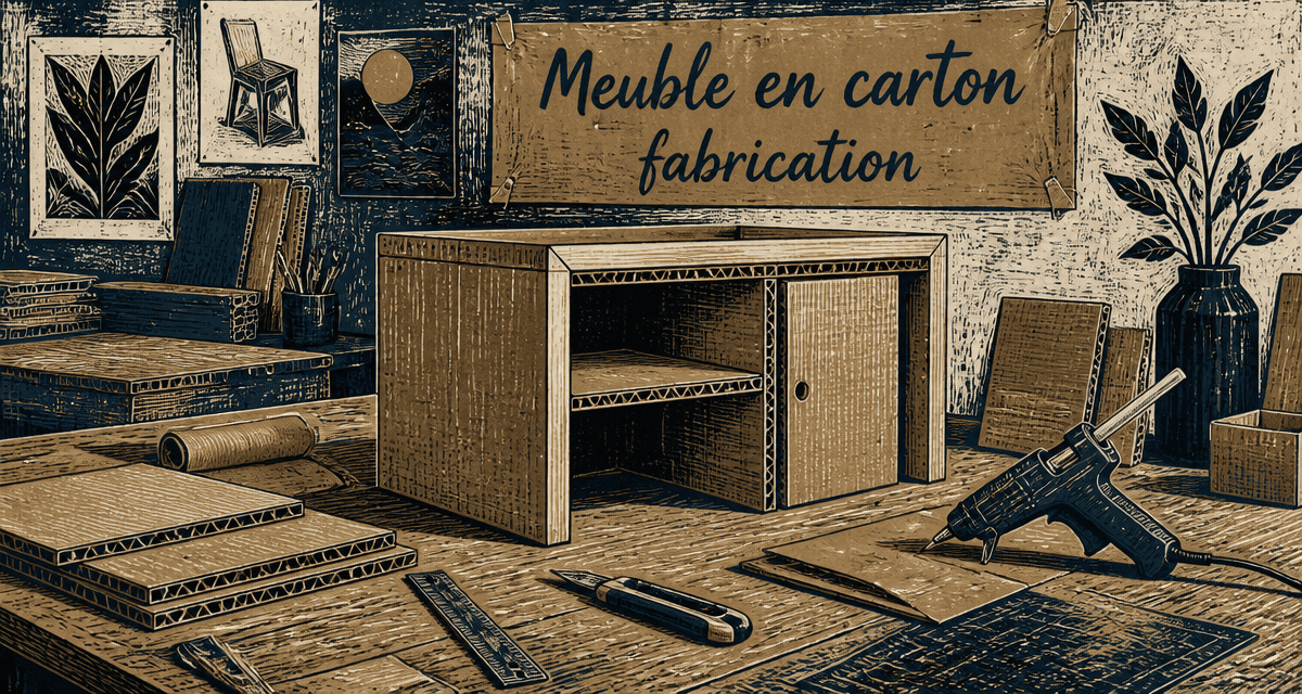 meuble en carton fabrication avec triple cannelure en atelier