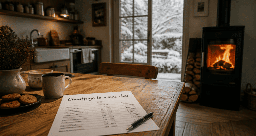 quel est le chauffage le moins cher poêle à bois cuisine