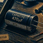 A quoi sert un condensateur : macro d’un condensateur électrolytique 470µF